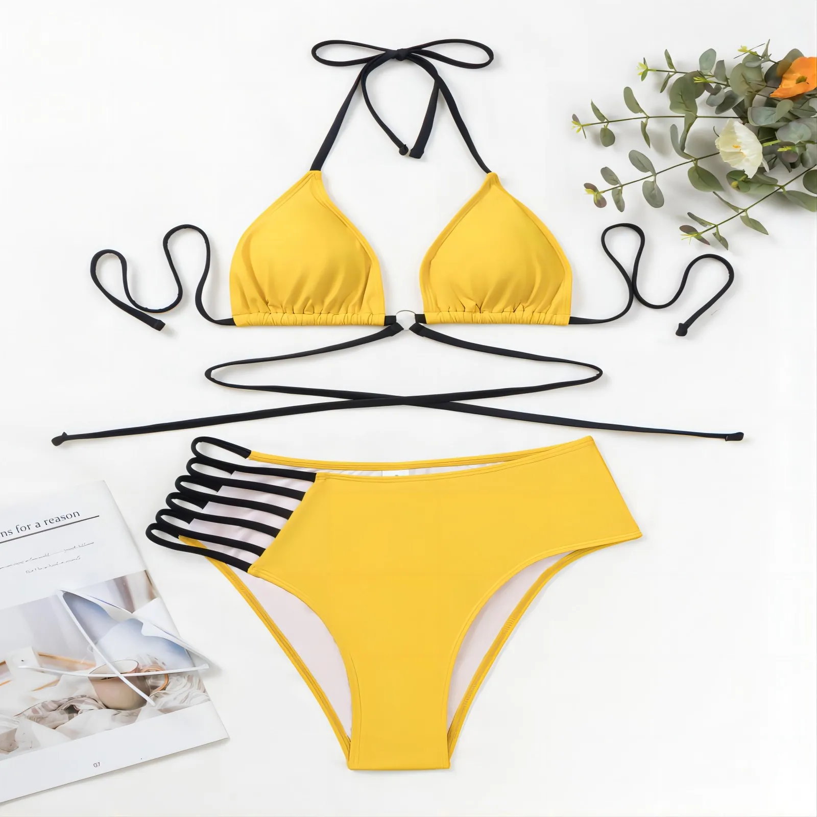 

Womens Lace Up Sexy Bikini Fashion Split Swimsuit