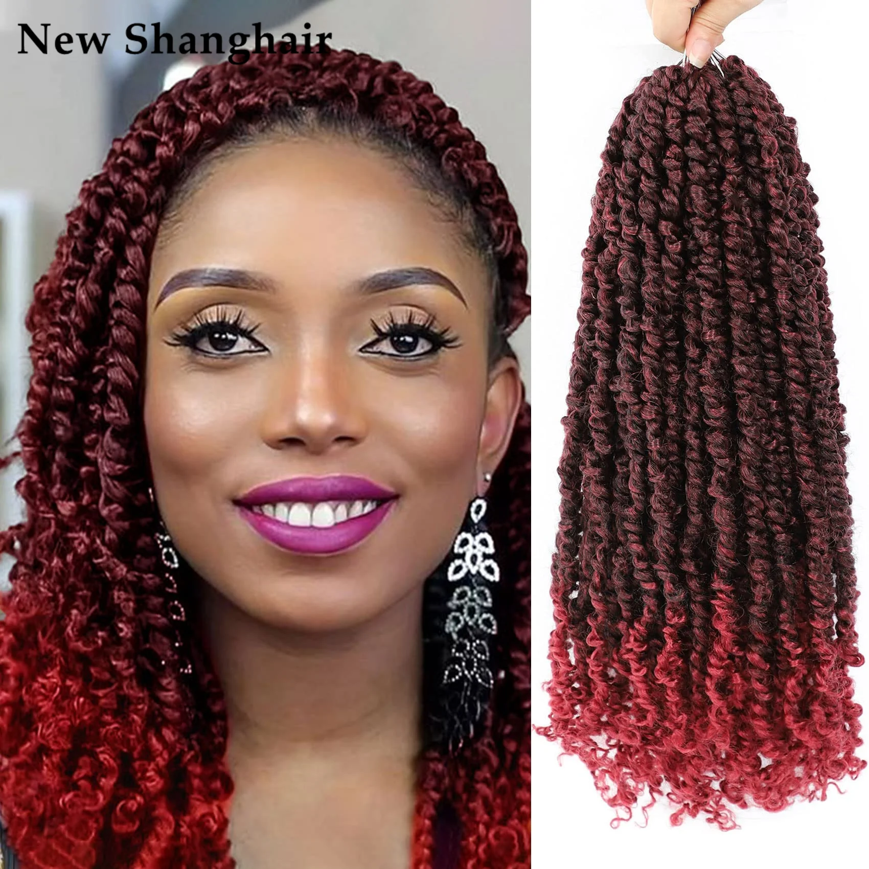 

24 Inch Pre-twisted Bohemian Passion Twist Crochet Braids With Curly End Pre-looped Twists Crochet Hair Long Soft Twist NS01