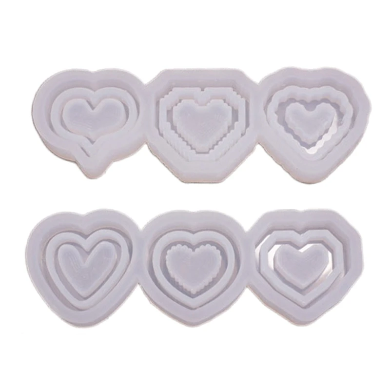 

634C Cute Heart Shape Silicone Mold Love Heart Keychain Charms Epoxy Resin Molds