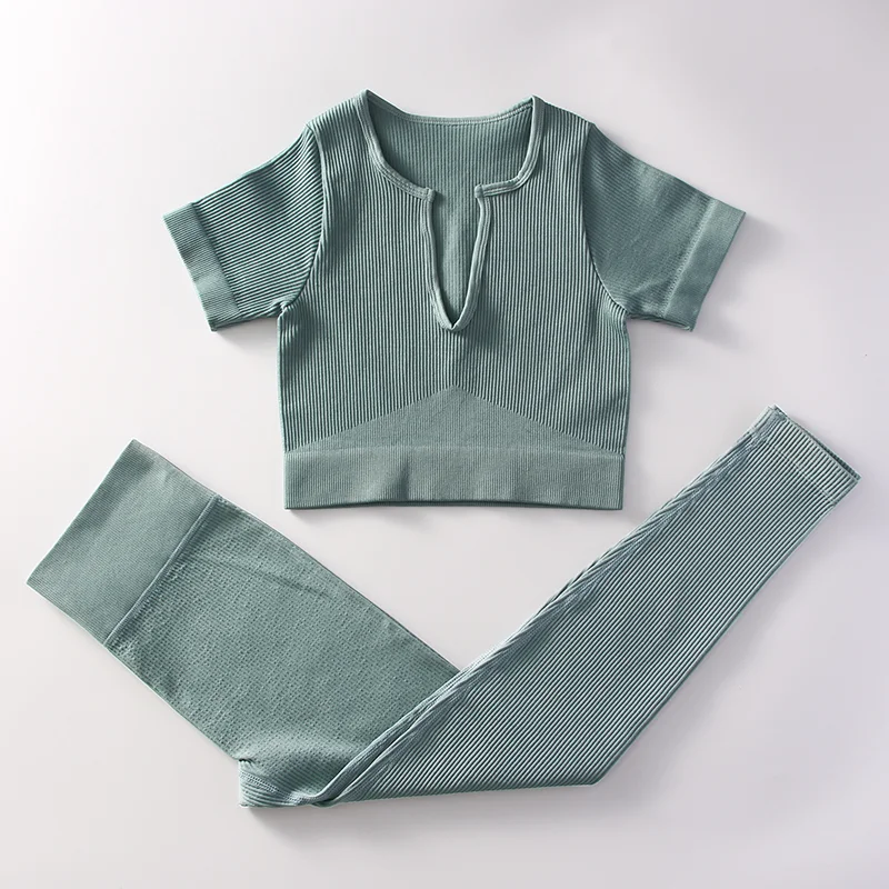 Yoga Set Seamless Workout Clothes Fitness Sports TOP Leggings Long Sleeve Active Wear Gym Set Women Outfits Tracksuit