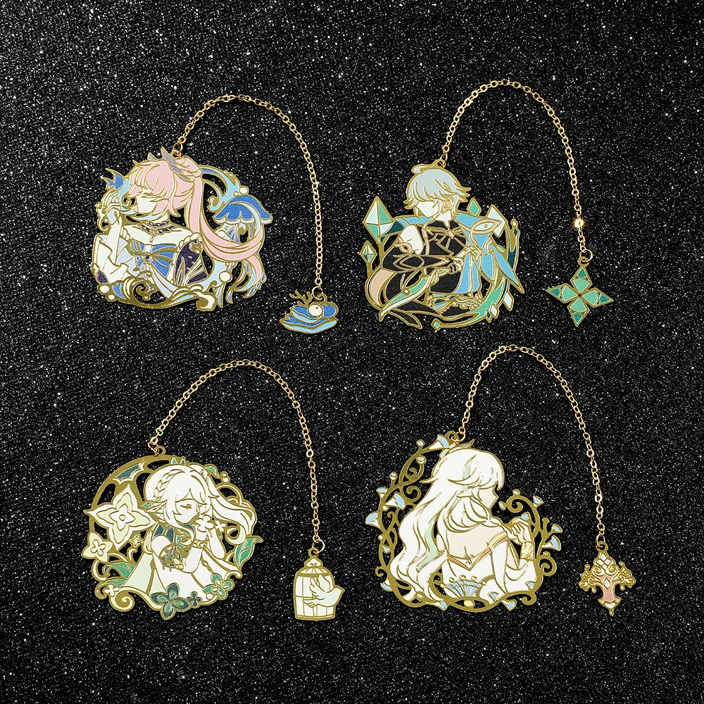 

Anime Genshin Impact Elegant Chain Pendant Metal Bookmark Game Figure Wanderer Yae Miko Hollow Out Bookmarks Souvenir Fans Gifts