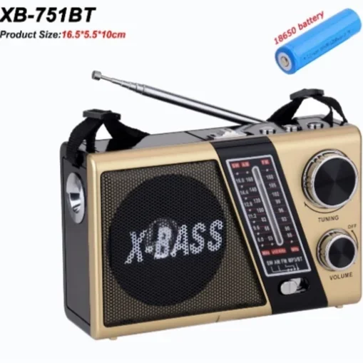 Фото Портативная музыкальная колонка Waxiba Xb-751bt с MP3-плеером, беспроводным подключением, светодиодным фонариком, AM/FM/SW 3-диапазонным радио, с поддержкой SD/TF/USB №1
