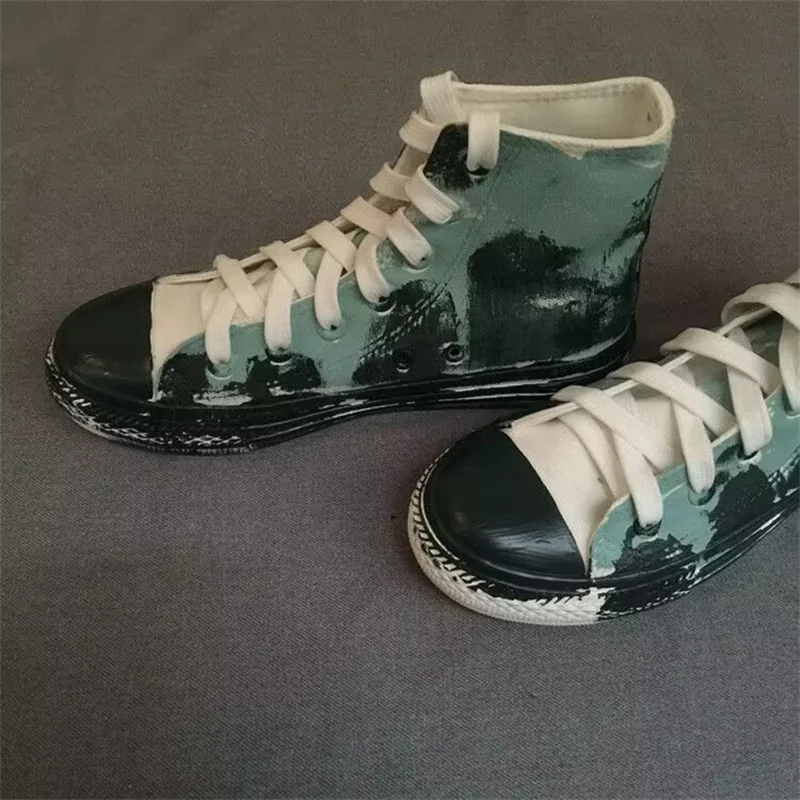 

Painting small white sail cloth shoes hand custom 100 thick sole inside increase large size women 35-44