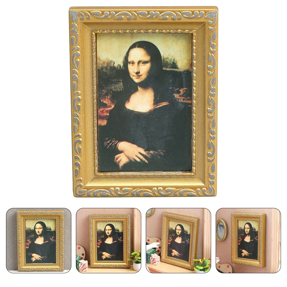 

Dollhouse Accessories Simulated Mona Lisa Painting Mini Furniture Tiny Oil Craft Decorative Prop Decorations Model