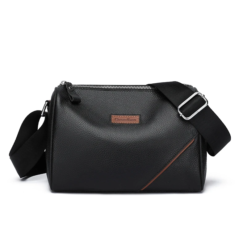 Вместительные однотонные Наплечные сумки на молнии из первого слоя воловьей