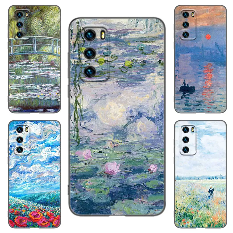 Чехол для телефона Claude Monet Art Painting Huawei P20 P30 P40 Lite P60 Pura 70 Ultra P50 Pro P50E P Smart 2018 2019 2020 2021