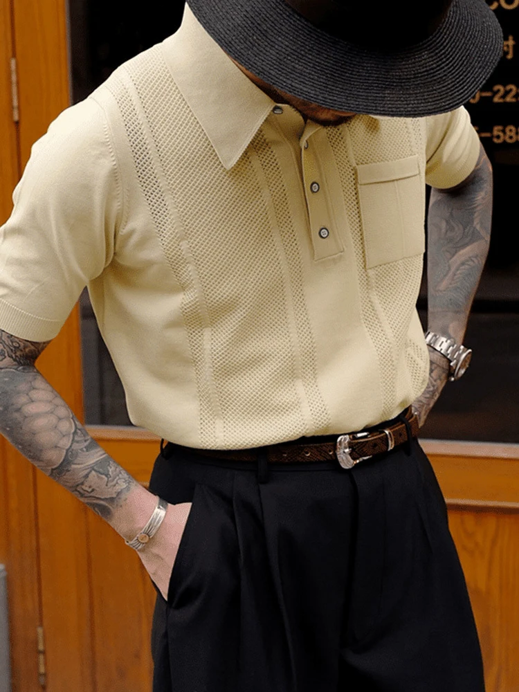 Мужская модная рубашка-поло с коротким рукавом повседневная облегающая