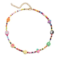 bohemian colorful bead soft clay fruit choker necklaces for women boho creative yin yang rice bead hawaii necklace 2022 tready