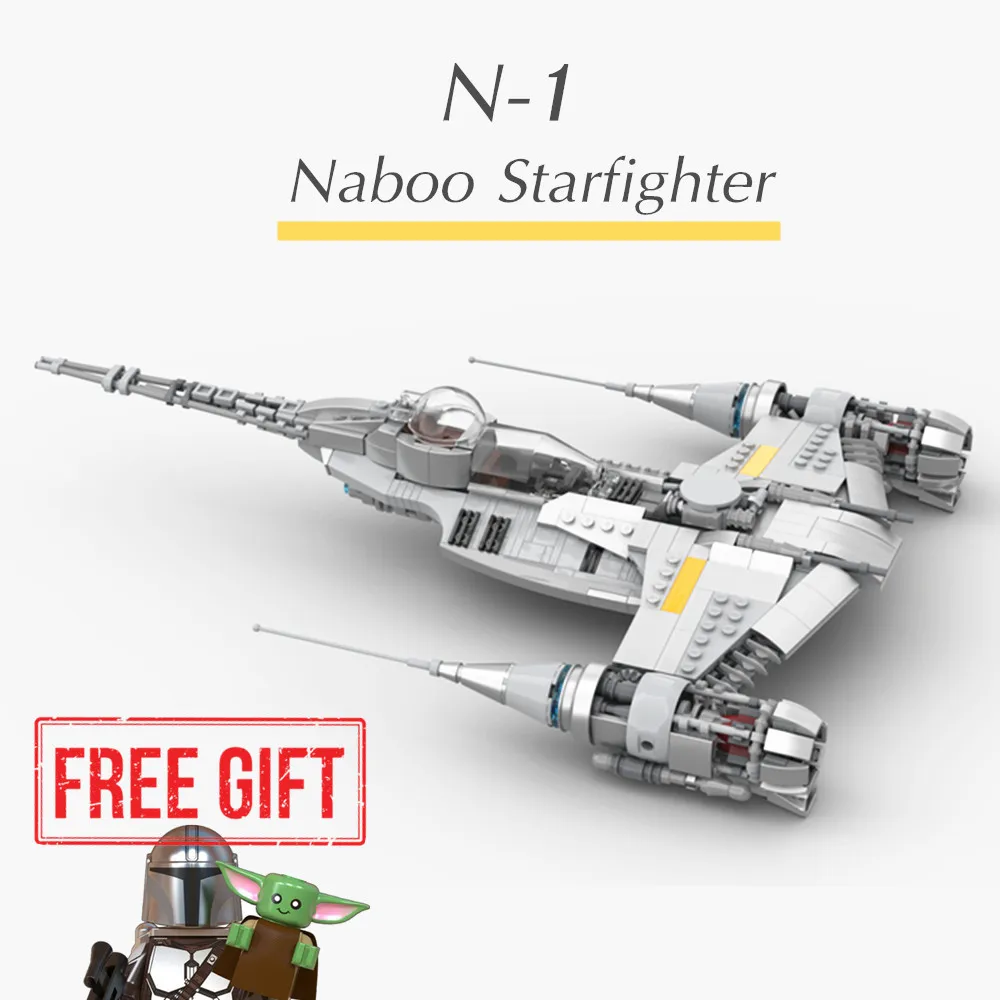 

Disney Stars Fighter Space Wars Boba Fett The Mandalorians N-1 N1 Spaceship Fit MOC-99932 75325 Building Blocks Bricks Toy Gift