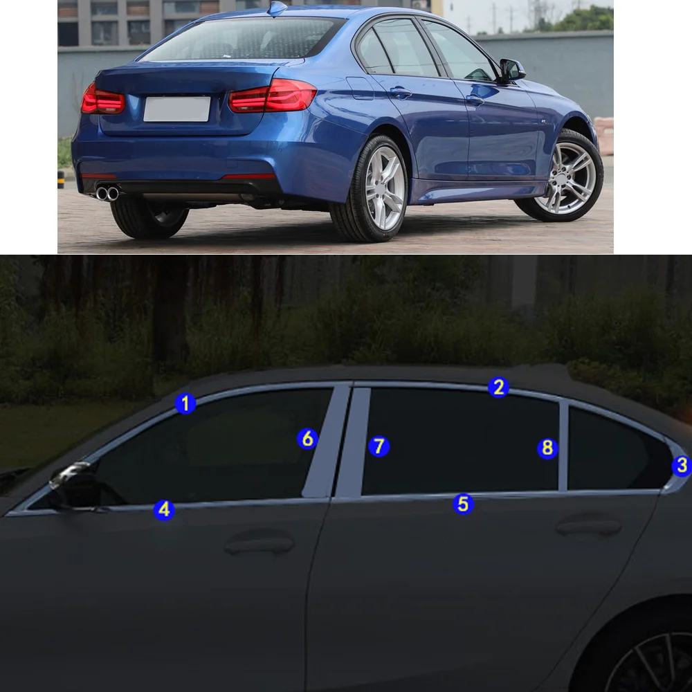 

Car Sticker Garnish Pillar Window Middle Strip Trim Frame Hoods For BMW 3-Series 2017 2018