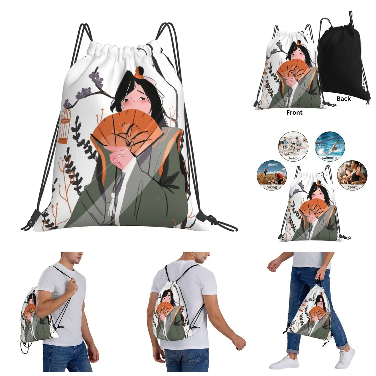 

Drawstring Bags Gym Bag Mastermind Nie Huaisang Photographic Printb Backpack Humor Graphic premium Infantry pack