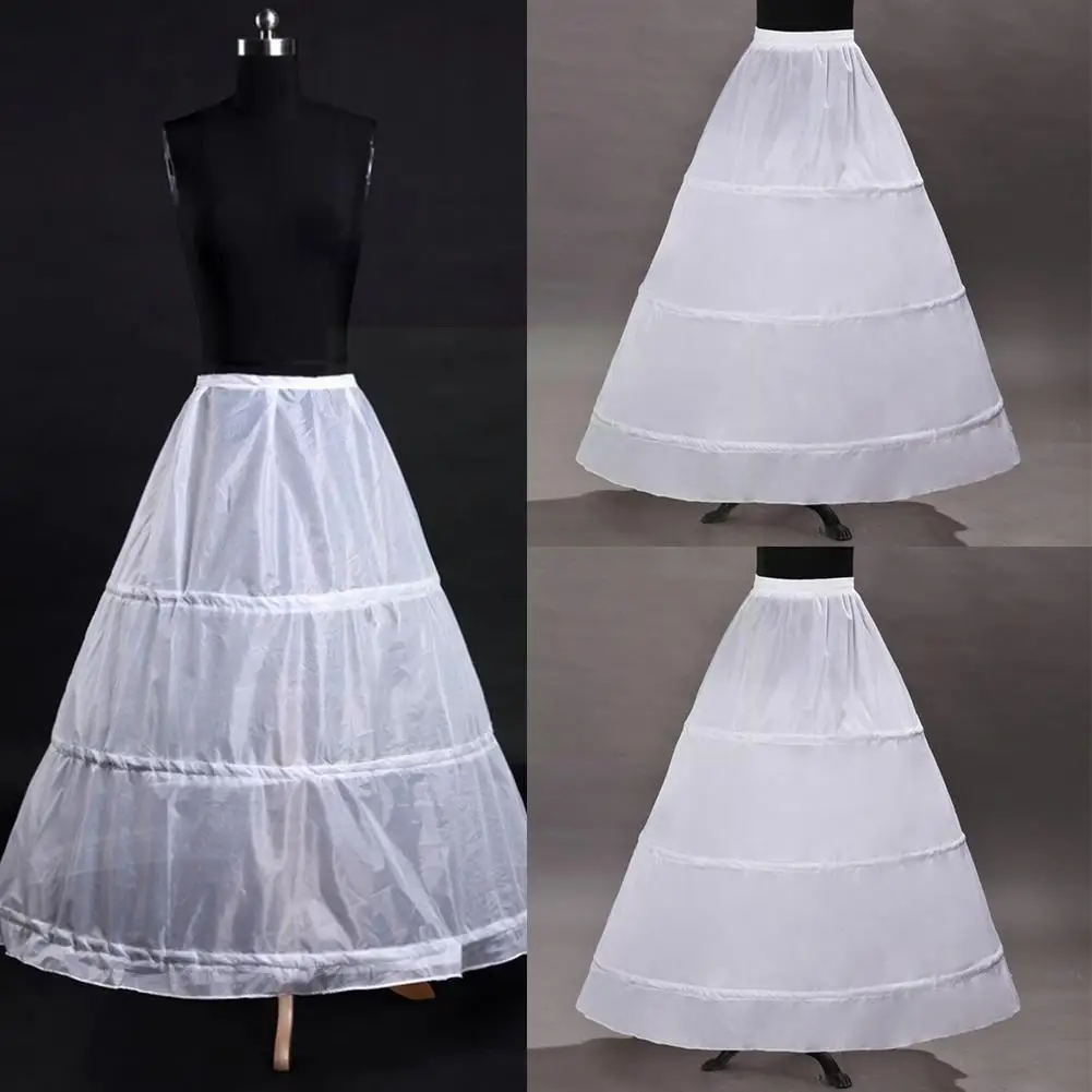 

3 Hoops Elastic Waist Yarnless Pettiskirt Bridal Wedding Lining Skirts Costume Prom Women Petticoat Party Dress Skirt X4s0