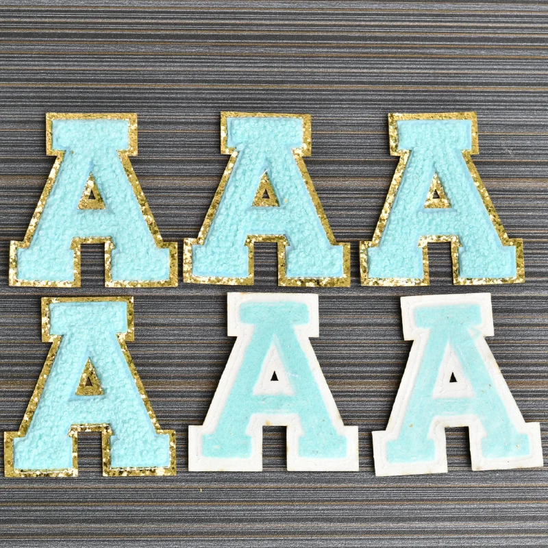 1pc 2.5in chenille letter patches Glitter Alphabet Varsity Patches DIY Custom Name Iron on Cosmetic Pouch |