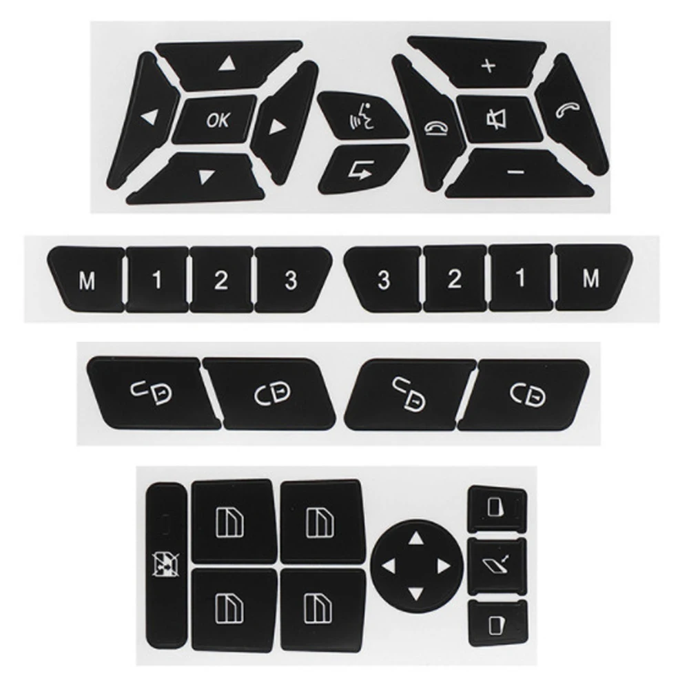 Наклейки на кнопки для ремонта автомобиля черные A/C наклейки окно радио Mercedes Benz