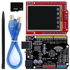 ЖК-дисплей TFT 2,2 дюйма, сенсорный экран, щит + плата ATmega328P с USB-кабелем, TF-картаручка, совместимая с Arduino