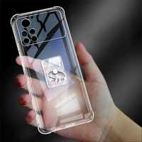 3d cute cartoon ring holder case for xiaomi poco x4 m4 x3 m3 pro 4g 5g f3 x4 m4 pro transparent protection shockproof soft cover
