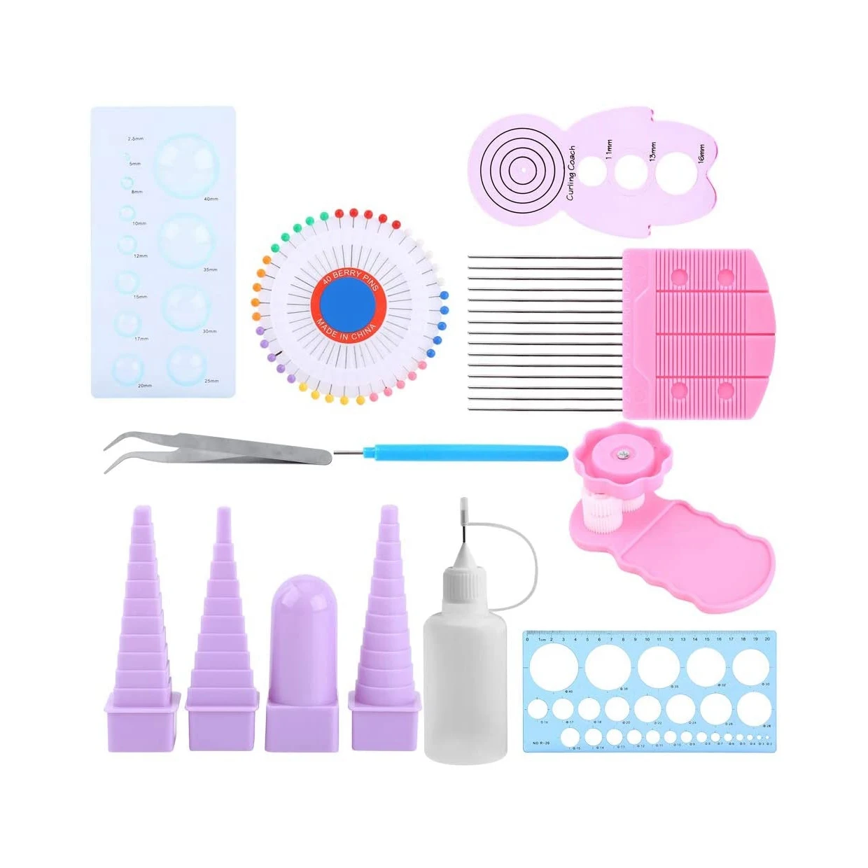 

11 Pieces of Roll Paper Pasting Tool Kit Stripe DIY, Various Color Origami Paper Craft Decoration Tools Artwork