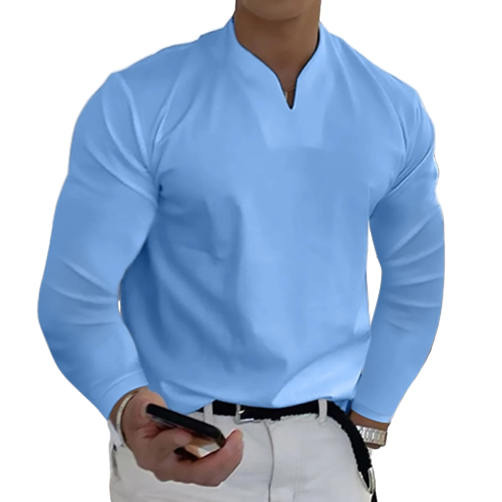 

Men's Lightweight Shirt Tops V-neck Cotton Casual Top for Working Office Dating Shopping