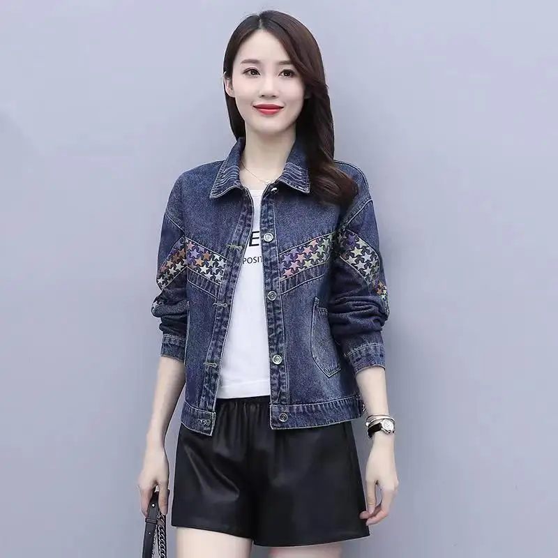 

Fdfklak Jeans Jacket 2022 NEW Spring Coat Vintage Loose Denim Jacket Outerwear Autumn Chic Ladies Jackets Women Clothing S-3XL