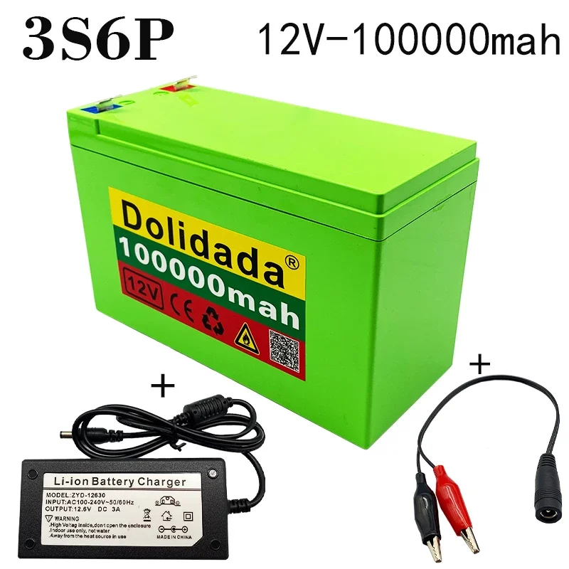 

12V100Ah li-on battery pack built-in high current 20A BMS for sprayers, carts, children's electric vehicle batterie + charger