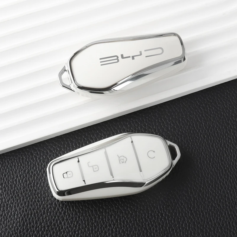 Фото Чехол для автомобильного ключа BYD Qin Plusdmi Atto 3 Han EV Dolphin TPU, защитный чехол для автомобильного ключа, брелок для ключей BYD, аксессуары для интерьера №3