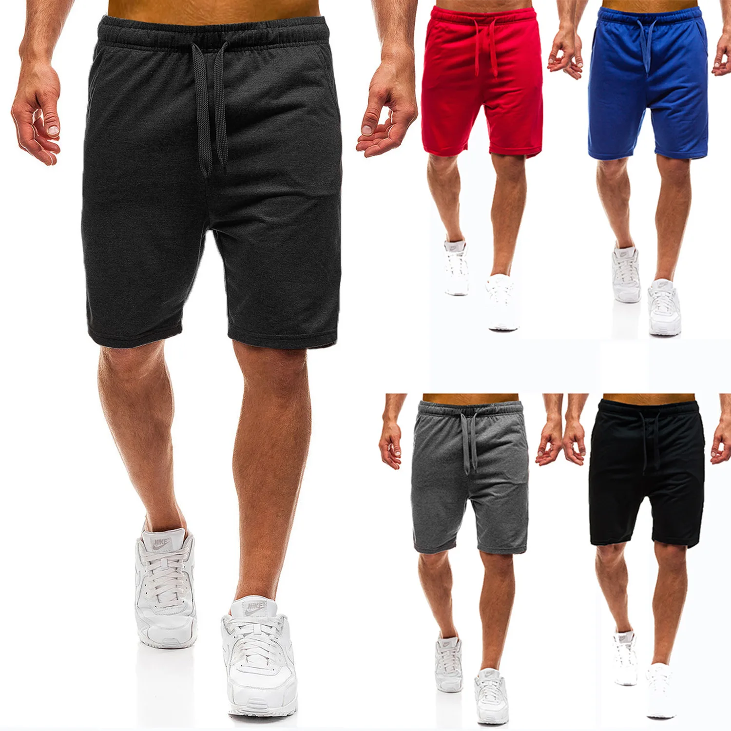 

Shorts d'été pour hommes, grande taille, pantalon à cinq points, couleur unie, confortable, pour la plage, vêtements pour hommes