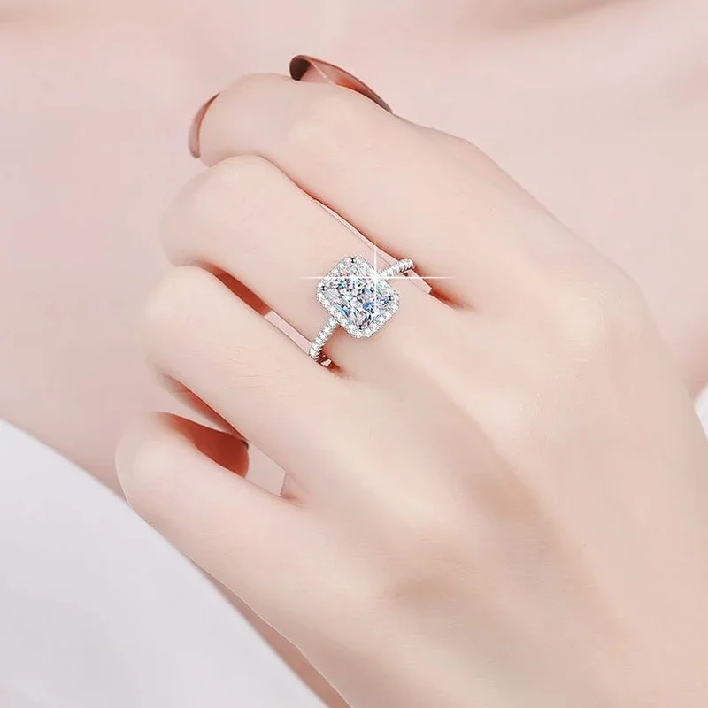 Женские роскошные обручальные кольца с муассанитом сияющей огранки 1-2 карата