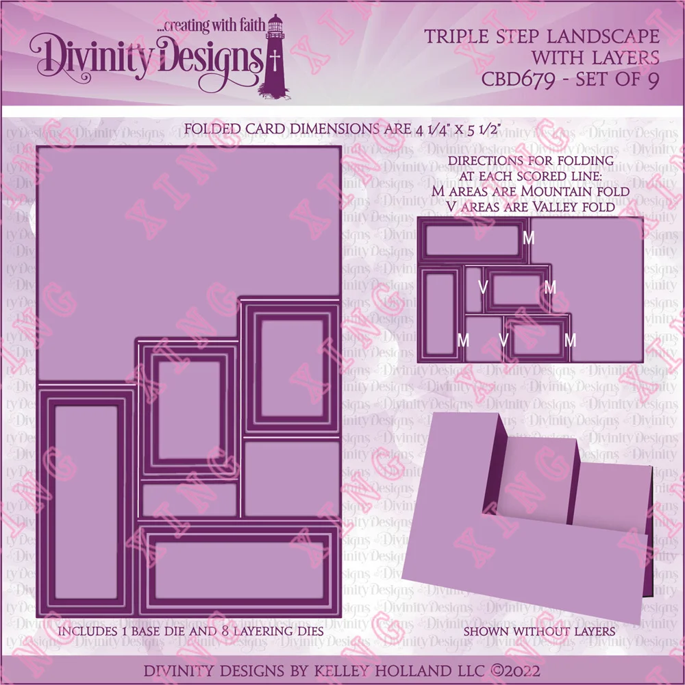 

2022 Triple Step Landscape with Layers Die Diy Scrapbook Diary Album Craft Paper Card Mold Making Embossing Decorations Template