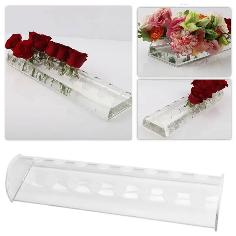 

Clear Rectangular Acrylic Vase With Lid Wedding Dinner Table Floral Centerpieces Flower Vases Lightweight Flower Box For Party