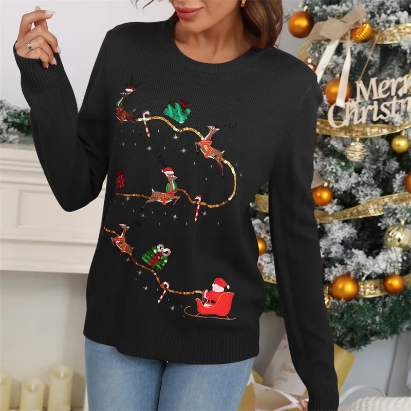 Женский Рождественский свитер hirigin Теплый Зимний пуловер с длинным рукавом