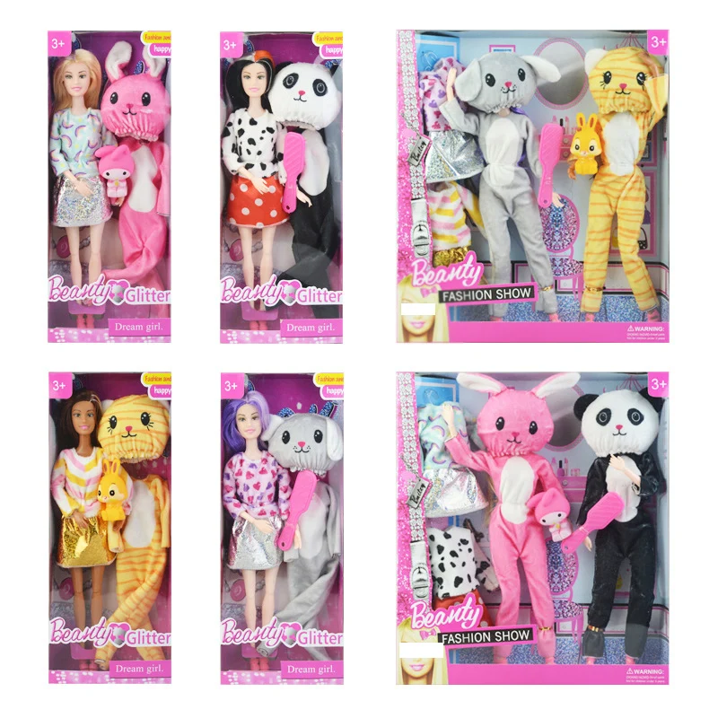 

New 30cm Fashionable Doll Beauty Girl's Toy with Accessories Comb Dress Cosplay Animal Clothes for Barbie Playset Dollhouse Gift