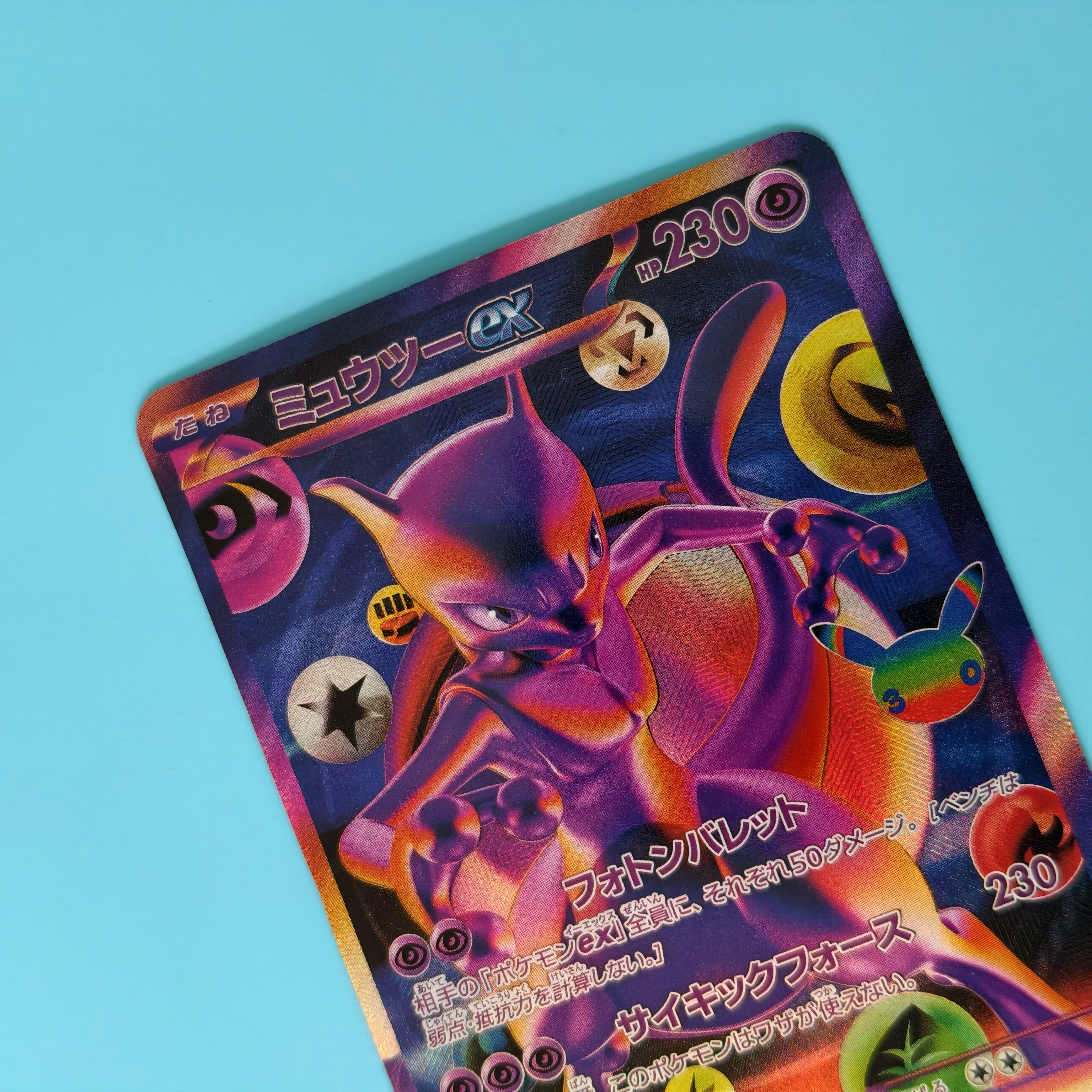 Фото Коллекционная карта Pokemon M6a PROMO к 30-летию, японская версия PTCG, Sylveon, Mew, Mewtwo EX, голографическая, текстурированная, сделанная своими руками, одиночная карта №3