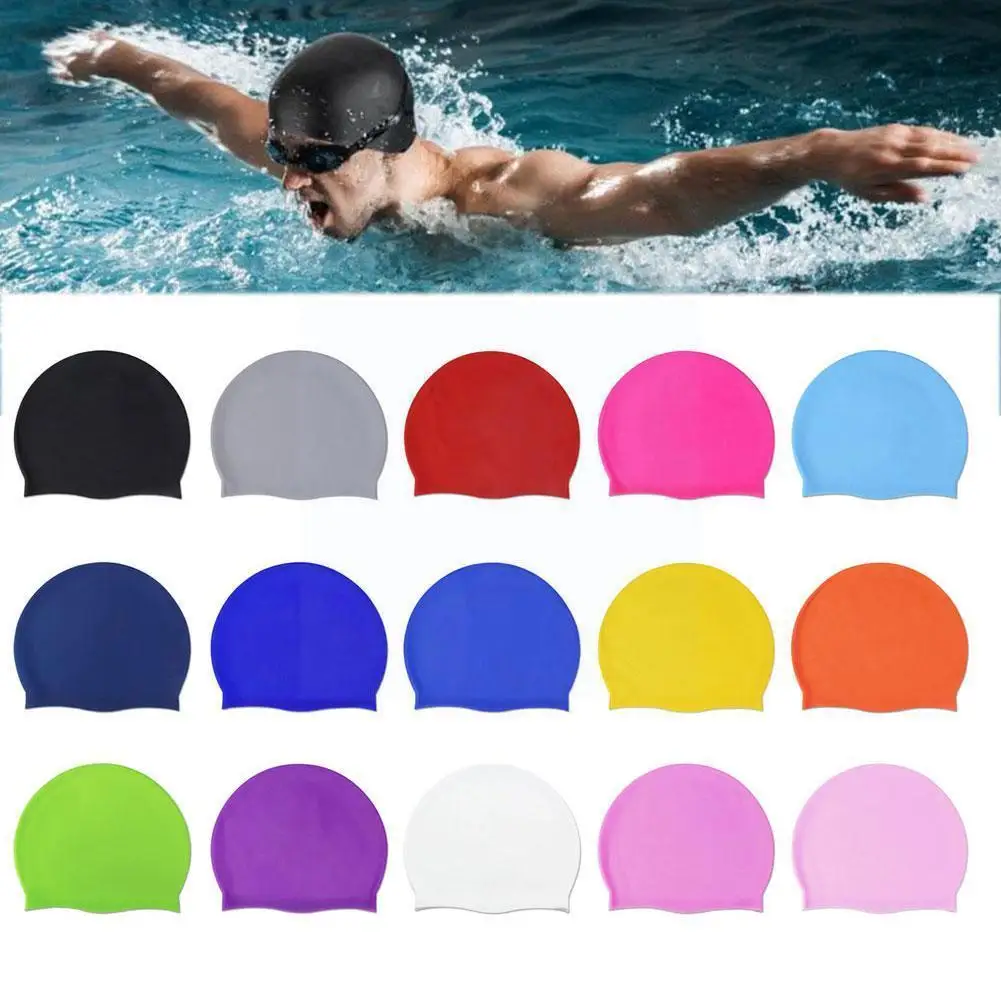 

1pcs Silicone Swimming Cap Practical Waterproof Swim Long Swim Caps Pool Swiming Hair Ear Accessories Hat Female R7s5