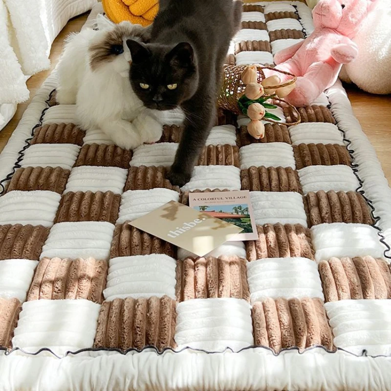 

New Cream Autumn/Winter Bedside Floor Mat Hot Selling Anti-skid Rectangular Mantou Mat Plush Bedroom Tatami Carpet