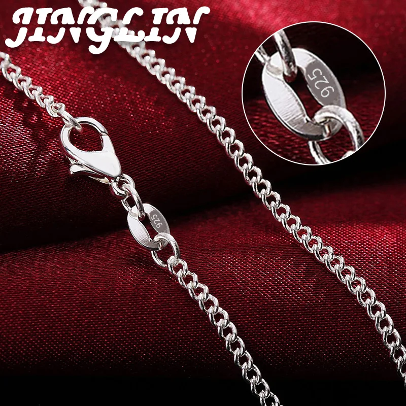 JINGLIN  925 sterling silver 16/18/20/22/24/26/28/30 inches 2MM Full Sideways Chain Necklace For Women Men Fashion Gift Jewelry