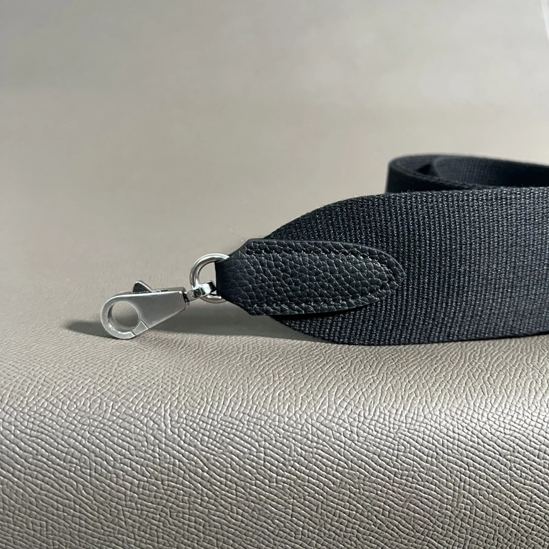 Черный тканевый ремень Togo шириной 5 см стальная пряжка натуральная кожа ручная