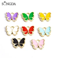 10pcs enamel colorful butterfly charms gold color plated pendant charms diy jewelry making for necklace bracelet handmade gift