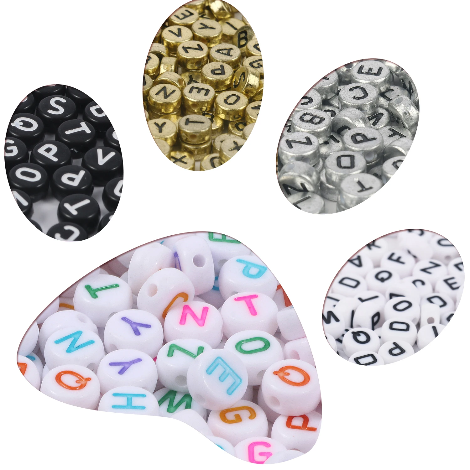 100-300Pcs Mixed Letters Acrylic Round Flat Alphabet Beads Loose Spacer Beads For Jewelry Making DIY Bracelet Necklace Accessory