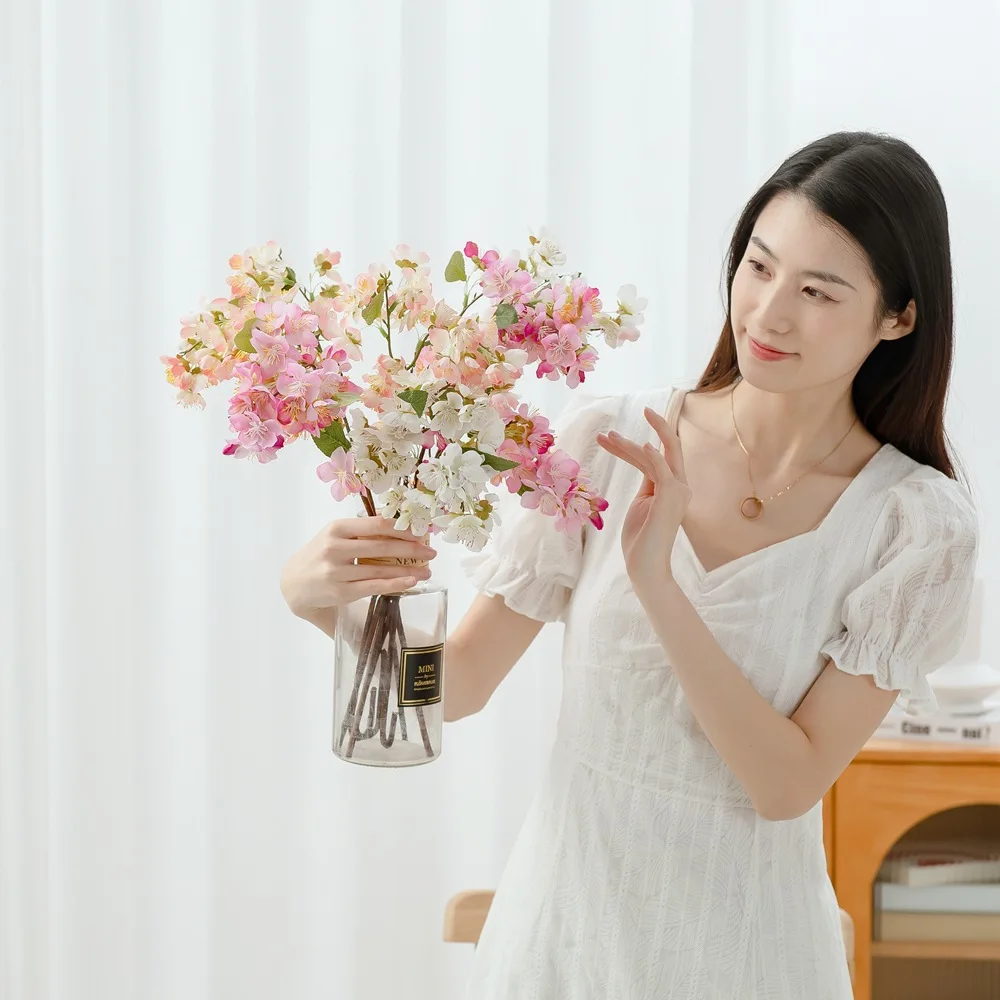 

Artificial Silk Cherry Blossom Branches Simulation Plum Wedding Bouquet Photography Props Home Garden Fake Flower Decoration
