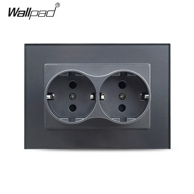 

Двойные розетки Wallpad белые черные стеклянные 220В