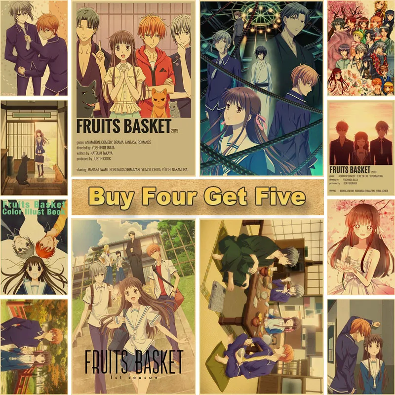 

Vintage Fruits Basket Posters Decorative Prints Wall Painting Bar Cafe Home Decor Bedroom Decoration Kraft Paper Anime Stickers