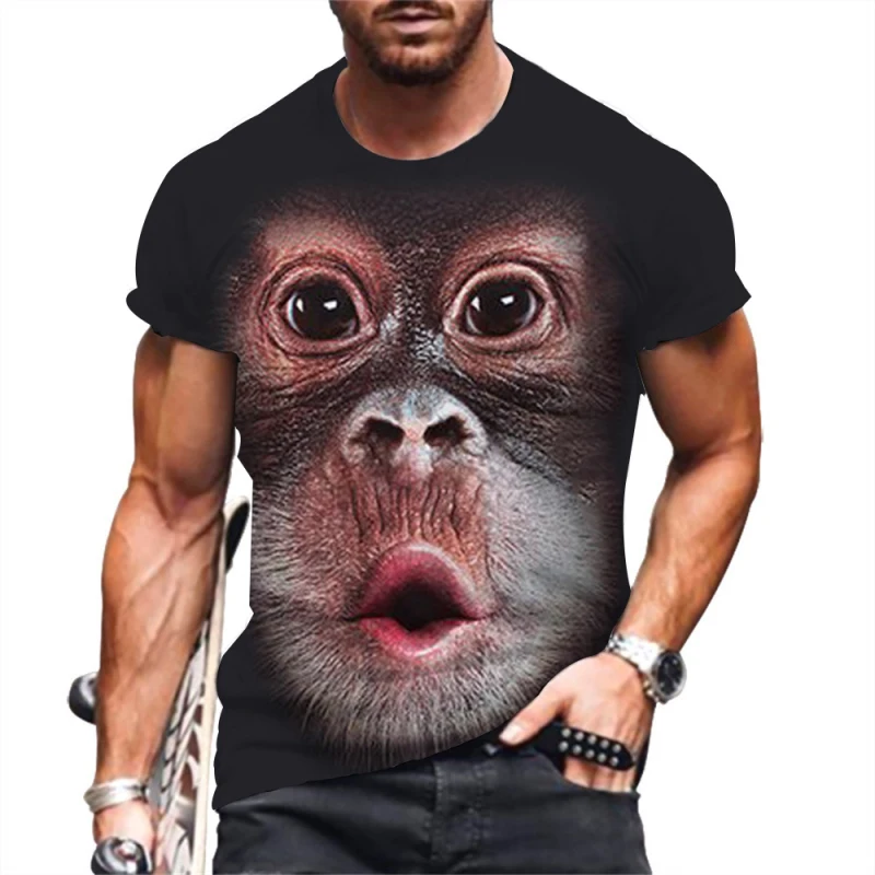 

Men's T Shirts Fashion Monkey 3D Print Tops Short Sleeve Casual Summer T Shirt Male Funny Clothes O Neck Loose Oversized Shirt