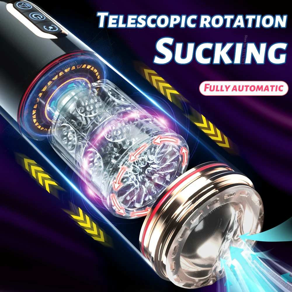 Automatic Telescopic Rotation Sucking Male Masturbator Cup Vagina Pocket Blowjob Suction For Men Masturbation Thrusting Sex Toy