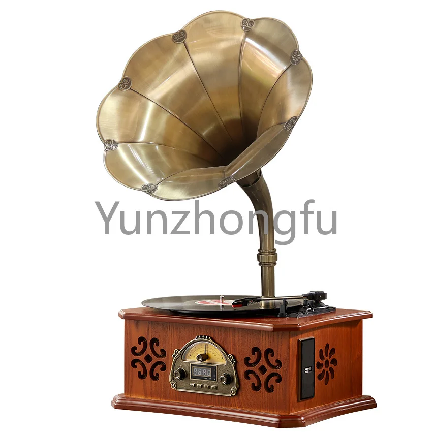 Retro Phonograph Mini Small Vinyl Record Player Bluetooth Old-Fashioned Antique Streamer Solid Wood Phonograph S5