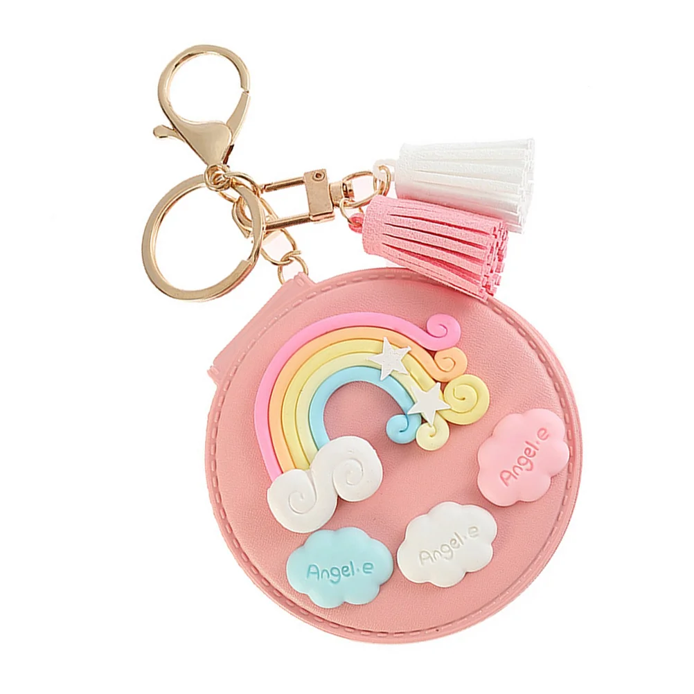 

1Pc Tassel Rainbow Mirror Pendant Creative Mirror Keychain Unique Bag Pendant