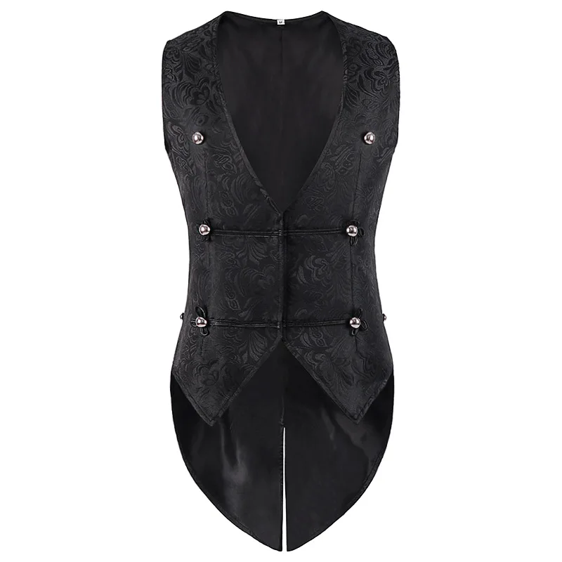 

Gothic Victorian Costume Tailcoat Halloween Vest Men Mens Medieval Party Homme XXXL Sleeveless Jacquard Steampunk Waistcoat Suit