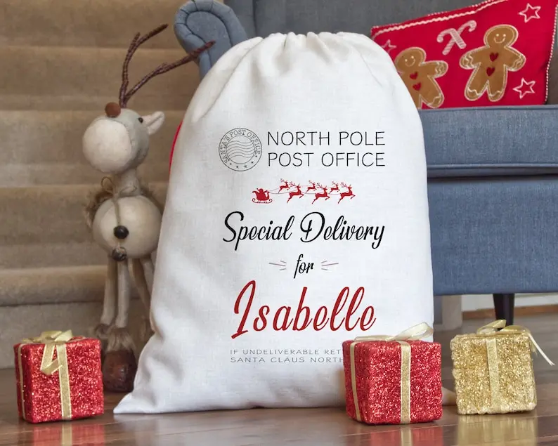 

Large Personalised Father Christmas sack, Santa Present Sack
