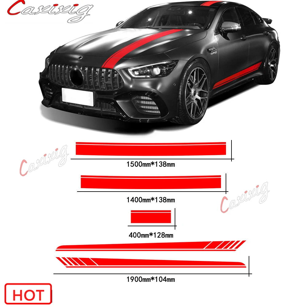 

For Mercedes Benz AMG GT C190 R190 GTS GTR GTC 2015-On 2021 Body Kit Side Stripes Hood Roof Rear Decals Stickers Accessories