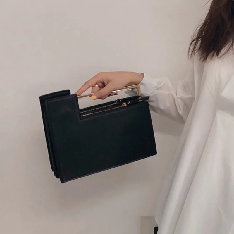 New trendy and trendy metal rod organ bag, fashionable portable one shoulder crossbody bag, women's bag, small square bag