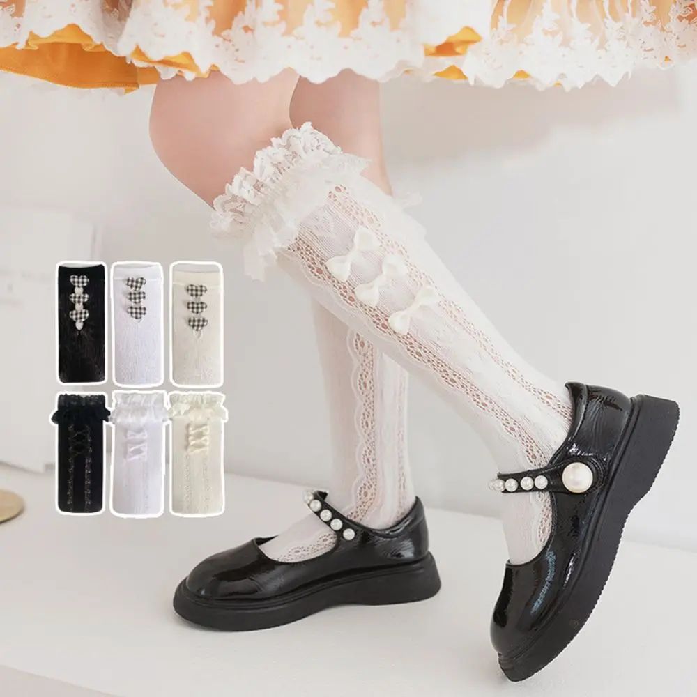 

Baby Girls Mesh Lolita Maid Cute Girl Bow Stockings Love Lace Hollow Socks Children Dress Up Accessories
